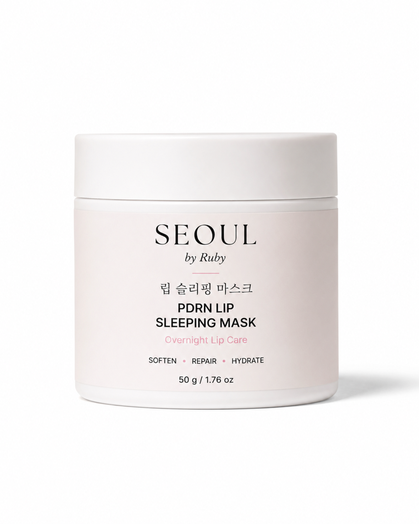 A white cosmetic jar of Seoul by Ruby PDRN Lip Sleeping Mask on a clean white background.